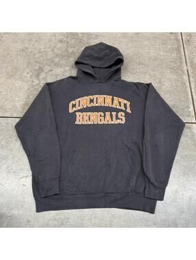 vintage cincinnati bengals collegiate faded black football team hoodie large
